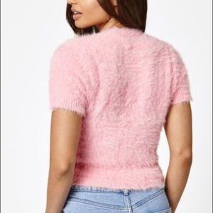Fuzzy Baby Pink Crop Top